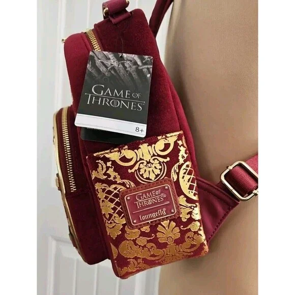 Loungefly NWT Game of Thrones King Joffrey Cosplay  Mini Backpack Velour Crown - Picture 3 of 15